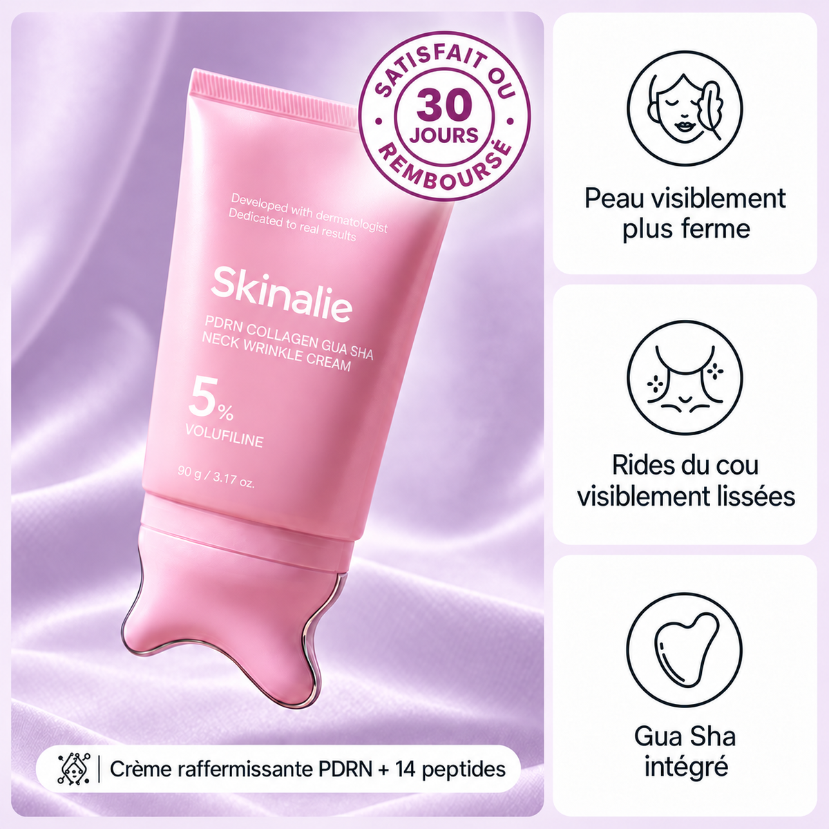 Tube Gua Sha crème PDRN intégré